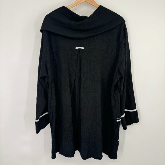 Ali Miles Black Cowl Neck crinkle Tunic Top size 2X plus Pockets women's - Picture 8 of 12